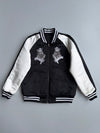 Reversible Varsity Bomber Jacket | Black & White King Embroidery (M)