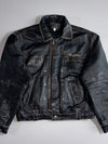 042nd Street” Leather Trucker Jacket – Black with Contrast Stitching (XL)