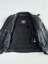 First Mfg Black Leather Biker Jacket (L)