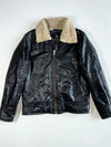 Selected Jeans Black Leather Jacket with Sherpa Collar (M)