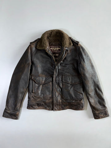 Abercrombie & Fitch “Rollins” Distressed Heavy Leather Jacket (L/Xl)