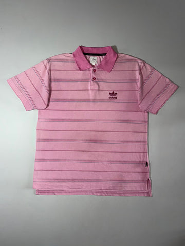 Adidas Vintage Striped Trefoil Polo (L)