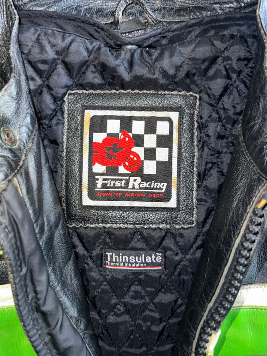 First Racing | Leather Moto Jacket with Thinsulate (M) (Paded)