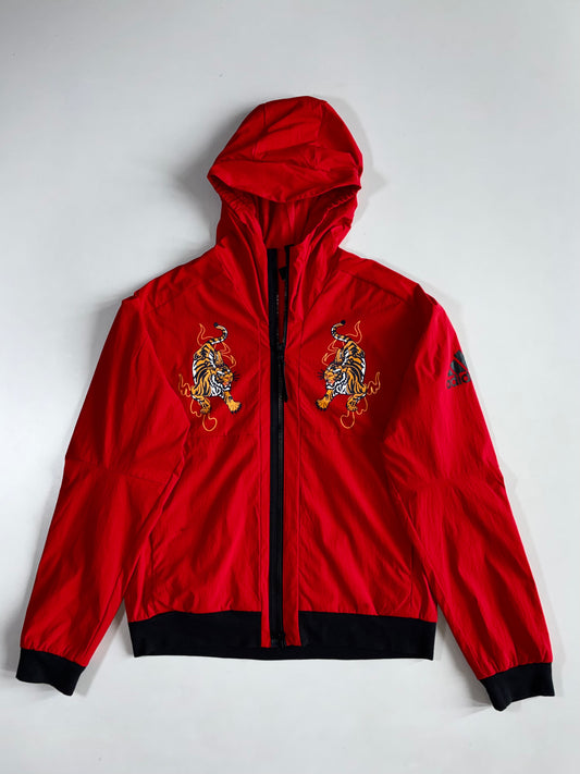 Adidas Chinese New Year Tiger Embroidered Red Windbreaker Hoodie(M)