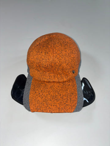 Vintage Orange Grey Knit Panel Baseball Cap (Adjustable)
