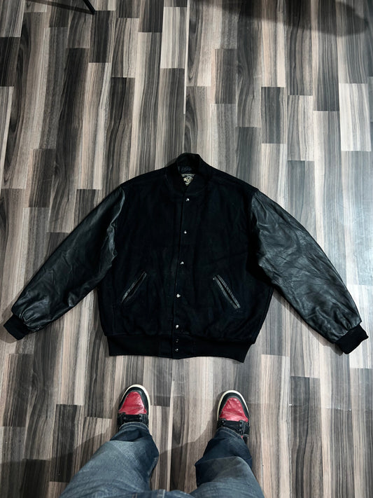 ZPremium Original Leather Sleeve Varsity Jacket (L/XL)