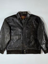 Vintage Global Identity Black Pure Leather Bomber Jacket with Utility Pockets (2XL)