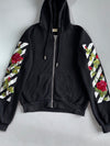 OFF-WHITE c/o Virgil Abloh | Diagonal Roses Zip-Up Hoodie Fully embroidered (M)