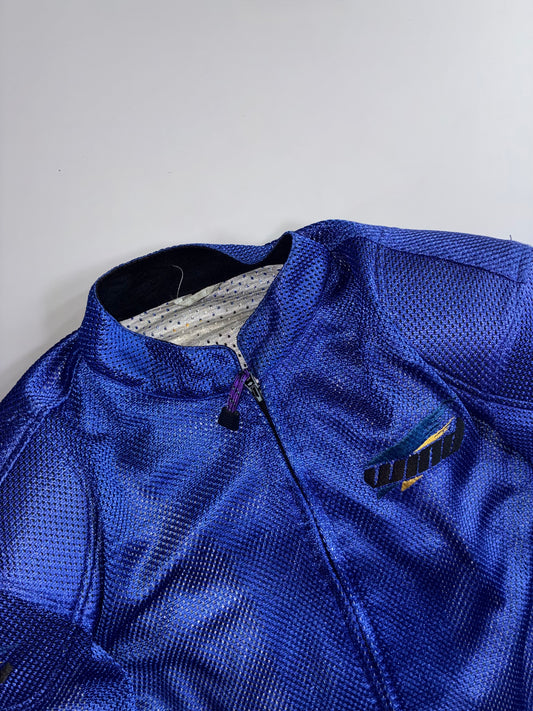 Vintage Blue Mesh Motorcycle Riding Jacket (PADDED) (L/XL)