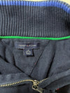 Tommy Hilfiger Striped Quarter-Zip Knit Sweater – Navy/Green (XS)