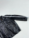 Vintage Conbipel Black Leather Collared Zip-Up Jacket (2XL)