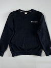 Champion Embroidered Script Logo Black Crewneck (S)