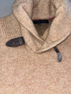Tommy Hilfiger Tan Shawl Collar Knit Sweater with Leather Toggle (M)
