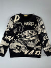 Ed Hardy Tattoo Graphic Print Crewneck Sweatshirt – Black/Cream (L)
