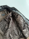 Cruze Brown Pure Leather Jacket (Black Leather Collar) (L)