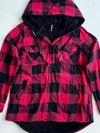 FB Red & Black Buffalo Check Sherpa-Lined Hooded Flannel Shacket (S/M)