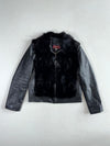 Ecrase Black Fur Front Leather Zip Jacket, Women’s (S)