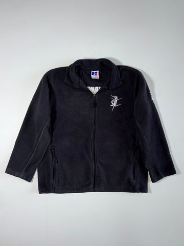 Russell Athletic Black Full Zip Fleece Jacket Embroidered Logo – (XL)