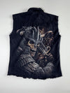 Spiral Direct Skull Knight Sleeveless Denim Cut-Off Shirt – Black (M/L)