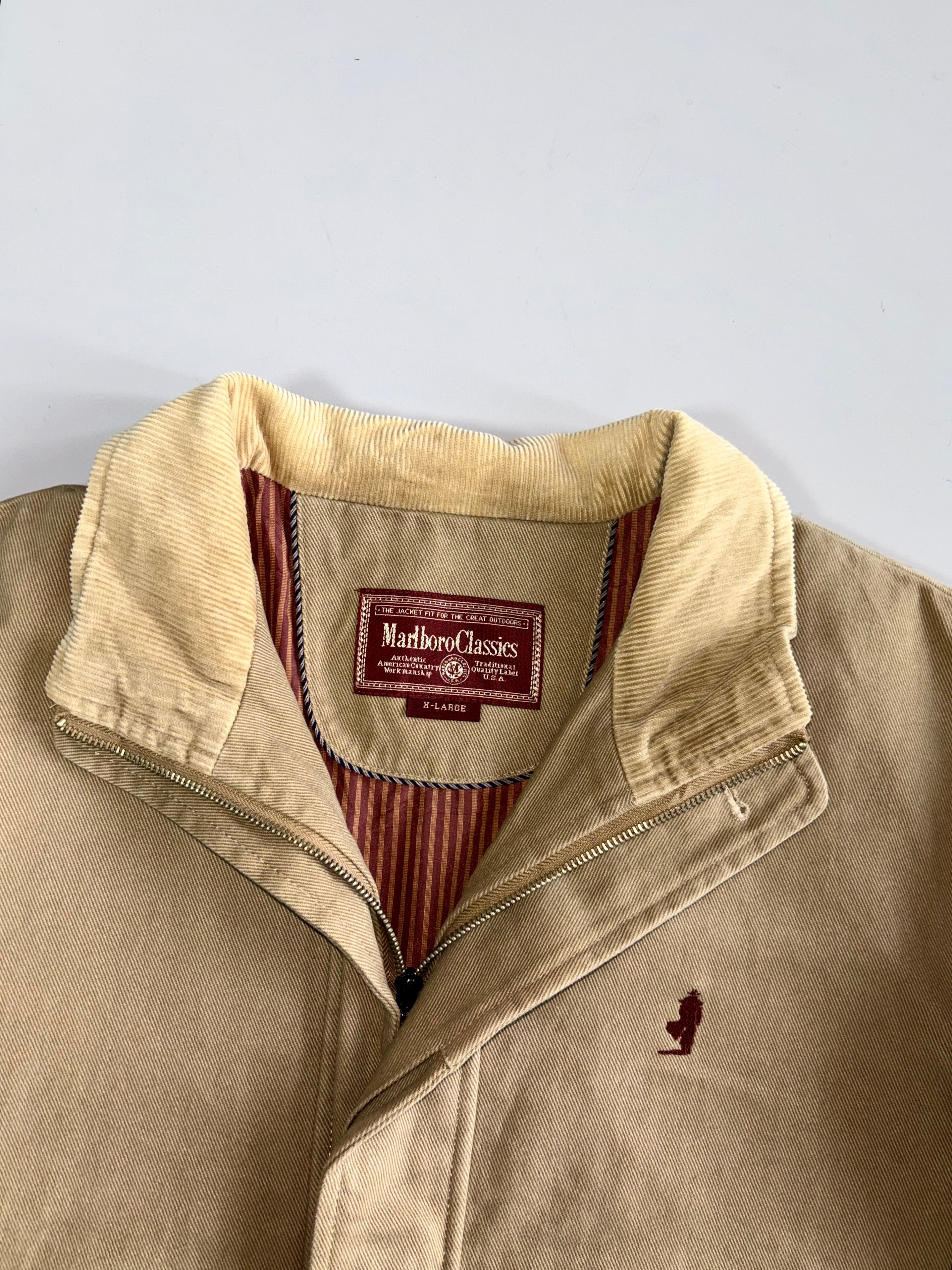 Vintage Marlboro Classics Canvas Jacket Khaki Corduroy Collar