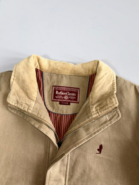 Vintage Marlboro Classics Canvas Jacket Khaki Corduroy Collar Flannel Lined (L/XL)