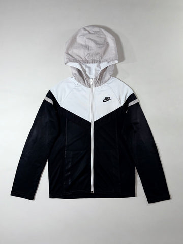 Nike Windrunner Style Zip Hoodie (Kids) — Black/White/Grey (XS)