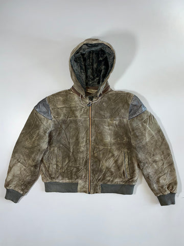 Wilsons Premium Original Sued Leather Jacket Detectable Hood Furr Inside (M)