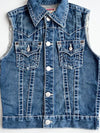 Vintage True Religion Jimmy Big T Denim Vest – Contrast Stitch | (XXS)