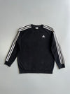 Adidas Essentials Three-Stripe Crewneck Sweatshirt in Black (L)