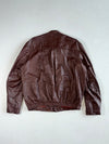 Oxblood Brown Leather Café Racer Jacket with Zip Cuffs (L)