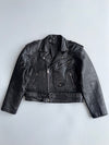Vintage Black Pure Leather Biker Jacket Belted Moto Style (L/XL)