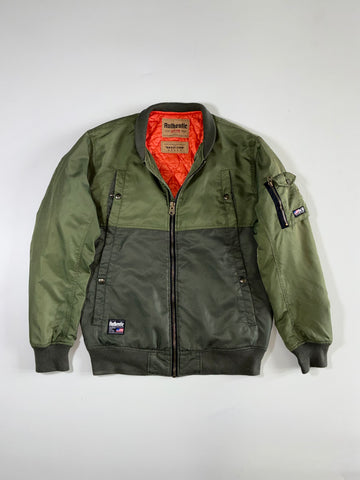 Authentic Feltics MA-1 Flight Bomber Jacket – Olive/Orange Quilted Lining (L)