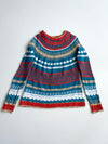 Merino Wool & Cashmere Fair Isle Knit Sweater women’s – Teal/Red (S)