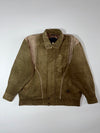Vintage “Lupo Di Mare” Suede Leather Bomber Jacket Olive Green (XL)