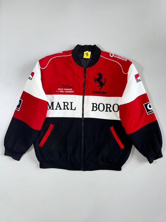 Vintage Ferrari F1 Michael Schumacher World Championship Marlboro Vodafone Racing Bomber Jacket (XL)