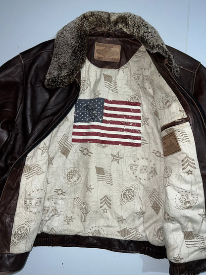 Z90's Sonoma Map Lined Heavy Brown Original Leather Aviator (XL/2XL)