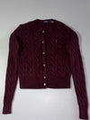 Polo Ralph Lauren Cable Knit Cropped Cardigan – Burgundy Women’s  (S)