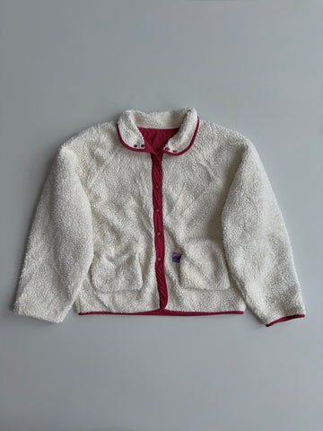 Vintage Reversible Sherpa Fleece to Nylon Snap Jacket – Cream/Red (XL)