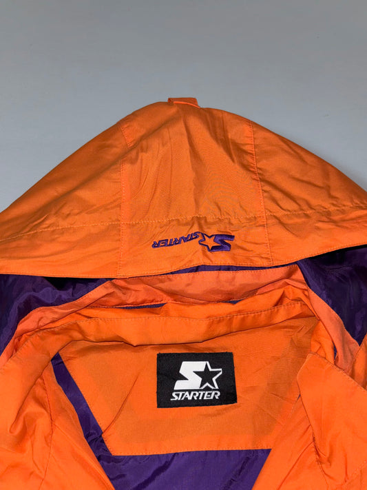 Starter Orange & Purple Colorblock Hooded Windbreaker (S)