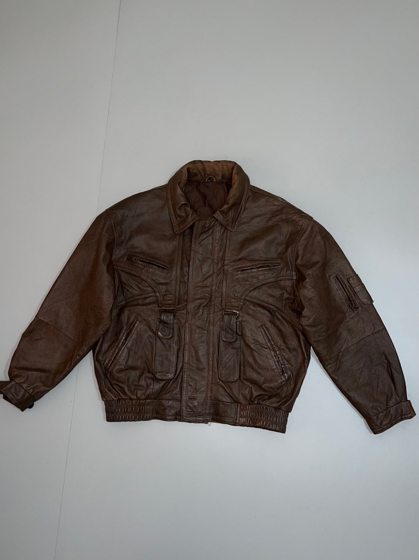 ZSuper Premium Rare Designer Vintage Brown original Leather Jacket (XL/2XL)
