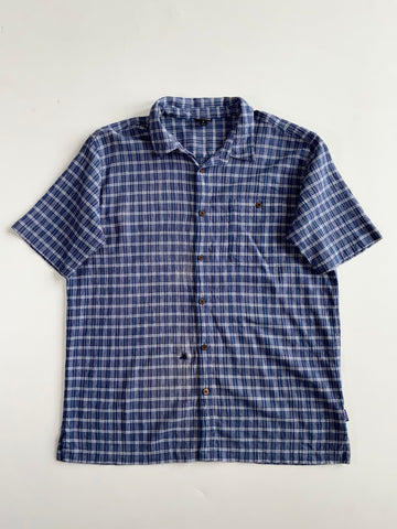 Patagonia Organic Cotton Blue Plaid Short Sleeve Shirt (XL)