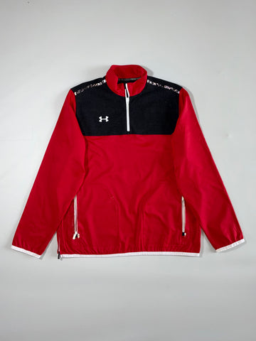 Under Armour Red & Black Quarter-Zip Performance Pullover Jacket (2XL)