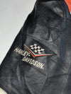 Harley-Davidson Racing Black, Orange & Cream Leather Jacket – Vintage Moto Racer (M)