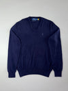 Polo Ralph Lauren Navy Merino Wool V-Neck Sweater
(M)