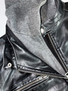 Black Rivet Premium Original (Detechable Hood)Leather Jacket (L)