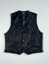 Vintage Black Leather Button-Up Waistcoat Vest (S)