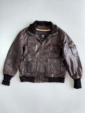 Vintage Dimitri’s Premium Utility Leather Jacket With removable Liner (XL)
