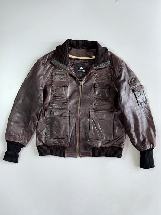 Vintage Dimitri’s Premium Utility Leather Jacket With removable Liner (XL)