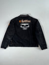 Vintage Hellfire Black Canvas Patch Biker Jacket (2XL)