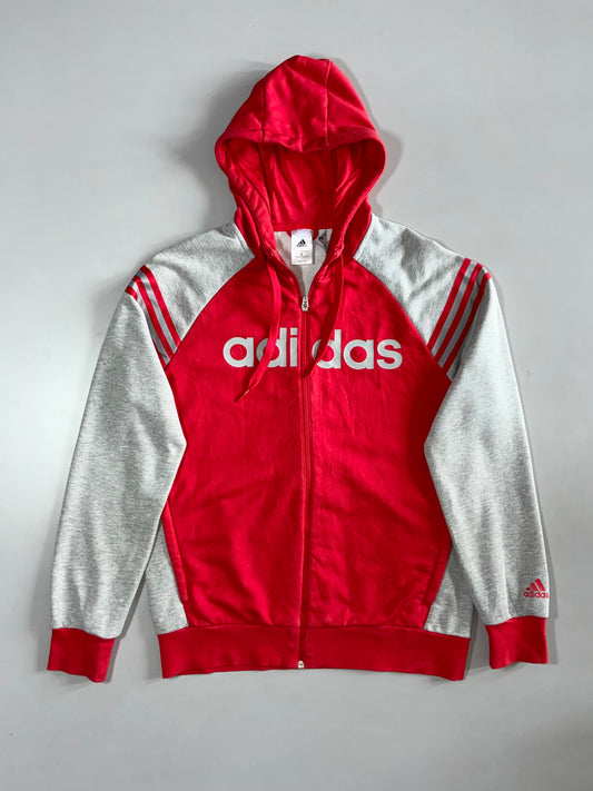 Adidas | Red Grey Colorblock Full Zip Hoodie | (L)